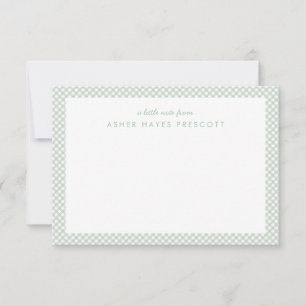 Papeterie enfantine simple mignonne vert gingham