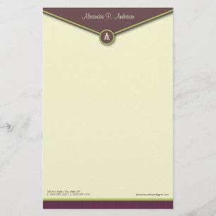 Papeterie Enveloppe élégante (aubergine) Monogramme Papeteri
