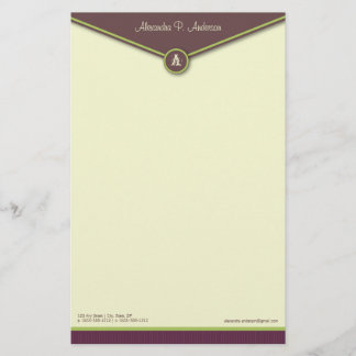 Papeterie Enveloppe élégante (aubergine) Monogramme Papeteri