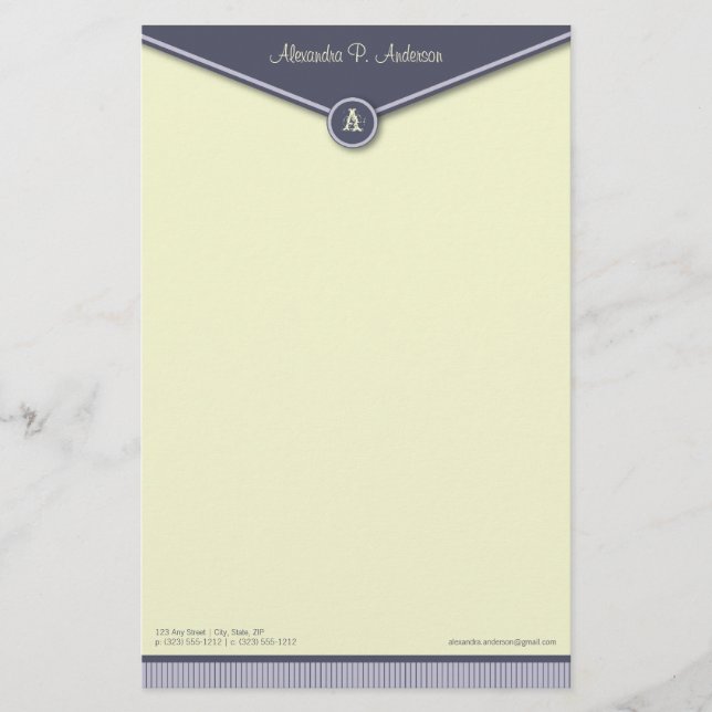 Papeterie Enveloppe élégante (périwinkle) Monogramme Papeter (Devant)