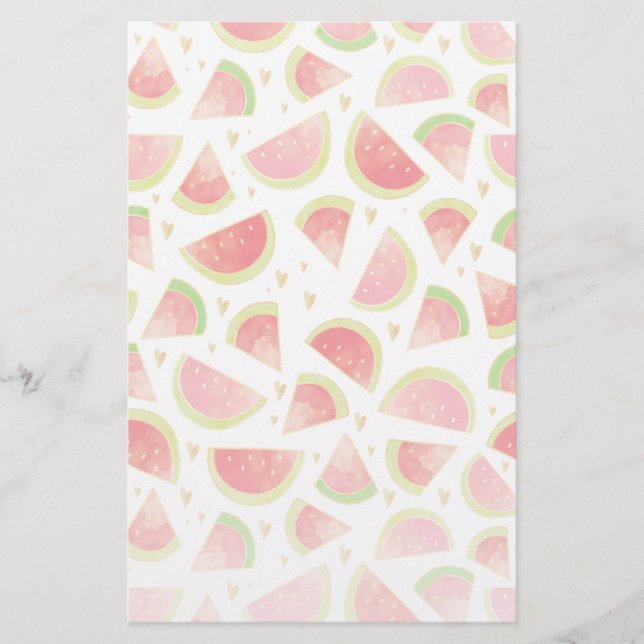 Papeterie Eté Watermelon Slices & Gold Heart Motif (Devant)