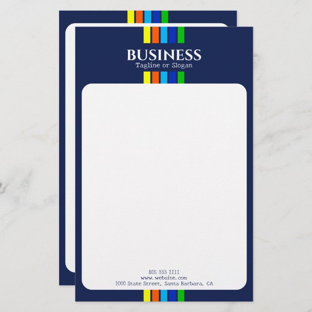 Papeterie Étiquette de nom d'entreprise Moderne Rayures Bleu (Devant / Derrière)