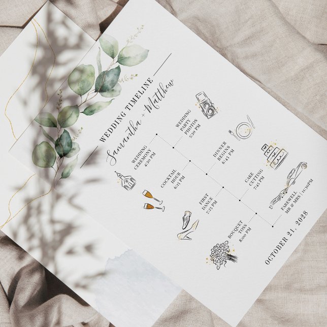 Papeterie Eucalyptus Moderne Icon Mariage Itinéraire Program (Créateur téléchargé)