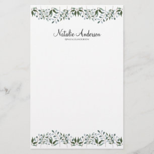 Papeterie Eucalyptus Vert Floral Personnaliser