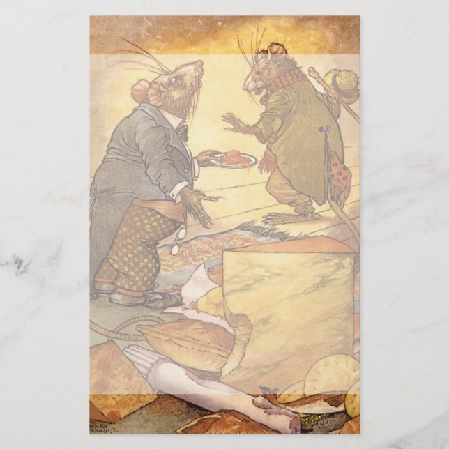 Papeterie Fable d'Esope vintage, Souris de campagne, Souris  (Devant)