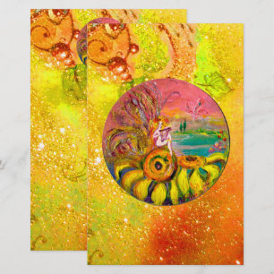 Papeterie FAIRY OF THE SUNFLOWERS Jaune Rouge Brown Floral