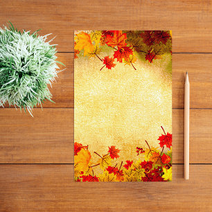 Papeterie Fall Autumn Leaves Border on Old Paper Background
