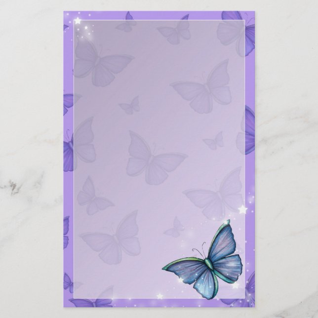 Papeterie Fantaisie d'art papillon bleu pervenche (Devant)