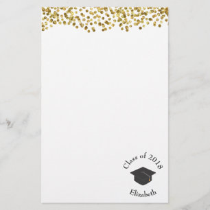 Papeterie Faux Gold Confetti & Graduation Cap Classe de 20xx