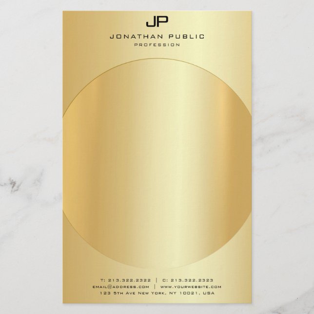 Papeterie Faux Gold Elegant Monogramme Modèle moderne (Devant)