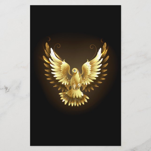 Papeterie Faux Gold Foil Peace Dove en noir (Devant)