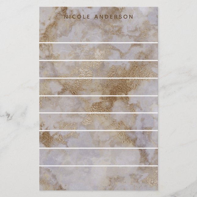 Papeterie Faux Gold Marble Swirl Chic Personnalisé tendance (Devant)