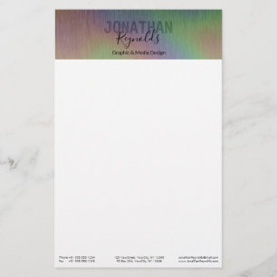 Papeterie Faux moderne Holographique Nom en métal Monogramme