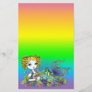 Papeterie féerique d'art de sirène d'arc-en-ciel