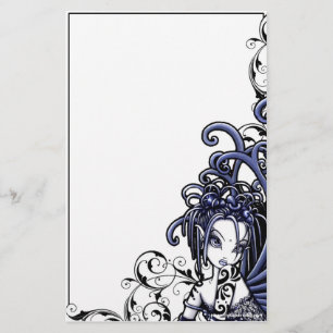 Papeterie féerique d'art de tatouage bleu de