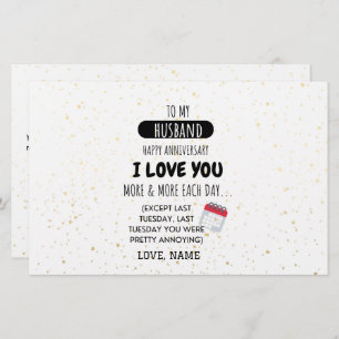 Papeterie Femme amusante au mari Message d'Humour à l'annive