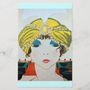 Papeterie FEMME AU TURBAN ORIENTAL JAUNE / Beauté Mode
