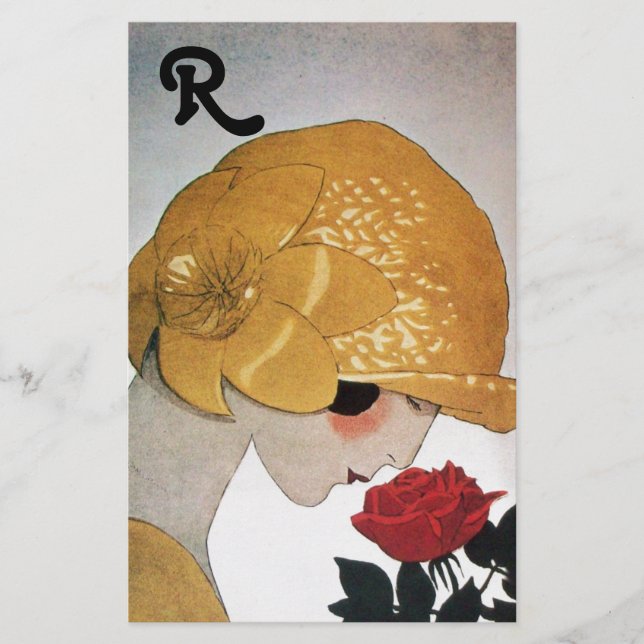 PAPETERIE FEMME AVEC MONOGRAMME ROSE ROUGE (Devant)