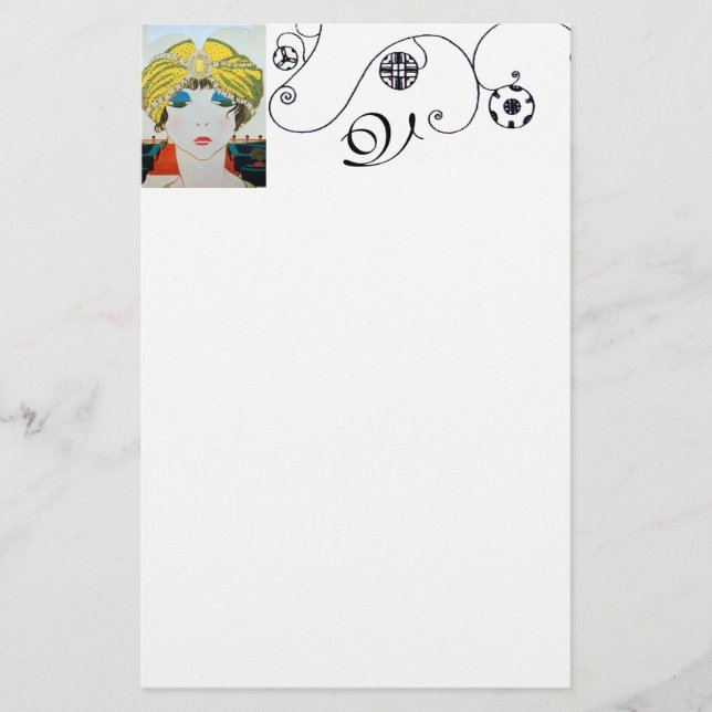 Papeterie FEMME AVEC TURBAN JAUNE ORIENTAL / Mode Beauté (Devant)