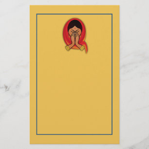 Papeterie Femme hindoue avec tête en Namaste Salutation