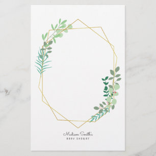 Papeterie Fête du Baby shower géométrique et verdoyant Fa