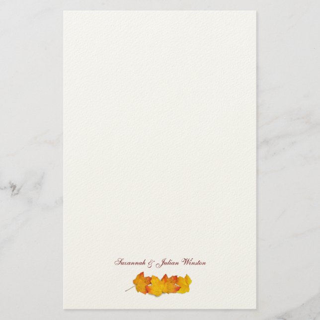 Papeterie Feuille d'érable Signature Automne Thème Écriture  (Devant)