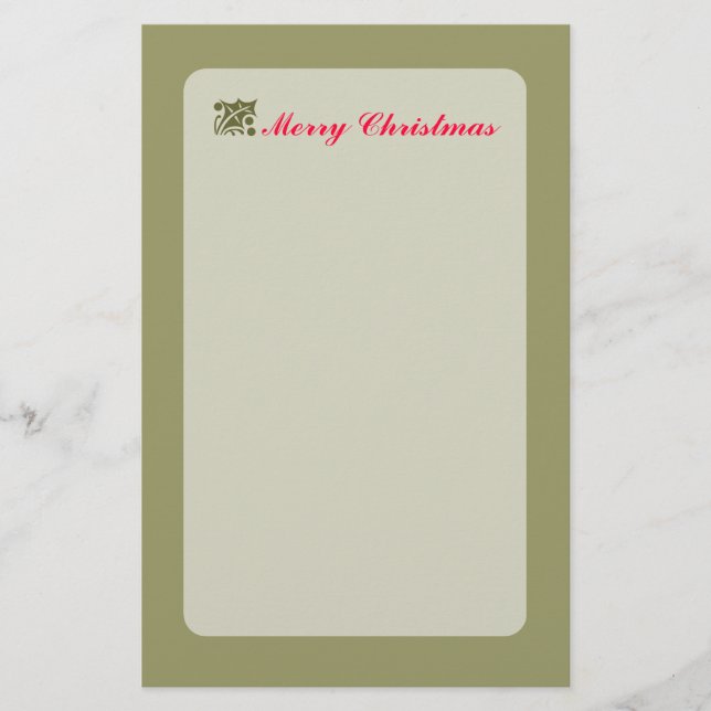 Papeterie Feuille Holly de Noël verte (Devant)