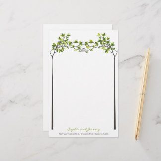 Papeterie Feuille vert noué amoureux arbres Mariage d'été