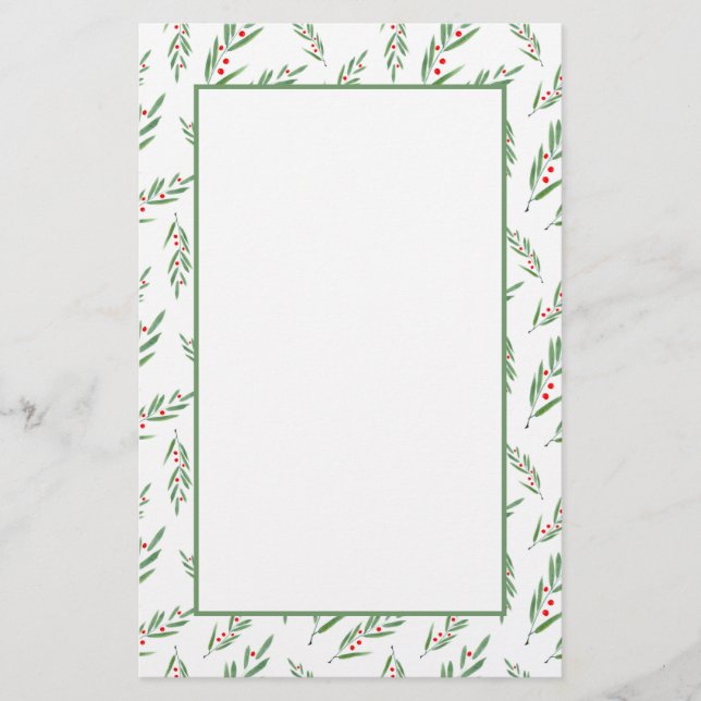 Papeterie Feuilles d'aquarelle et baies (Devant)