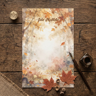 Papeterie Feuilles d'automne Aquarelle Forêt Boisée d'automn