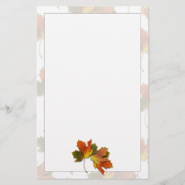 Papeterie Feuilles D'Automne Orange Et Doré (Devant)