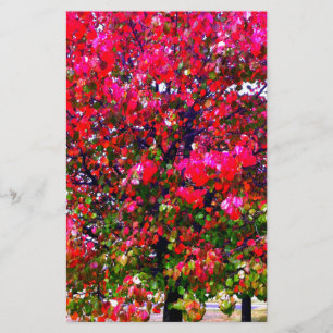 Papeterie Feuilles d'automne rose impressionniste