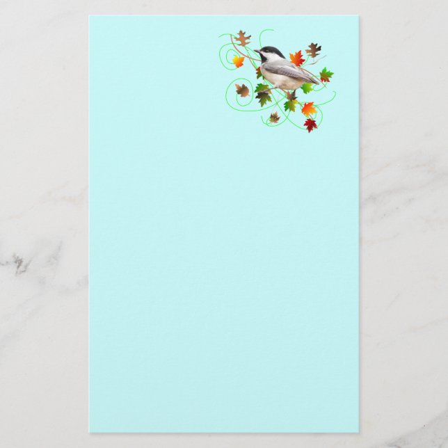 Papeterie Feuilles de chickadee et d'automne (Devant)