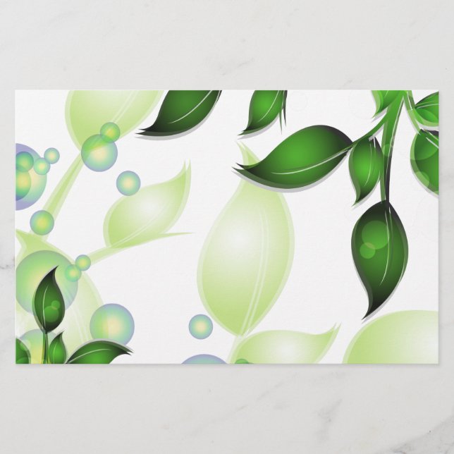 Papeterie Feuilles de jardin frais sur blanc (Devant)