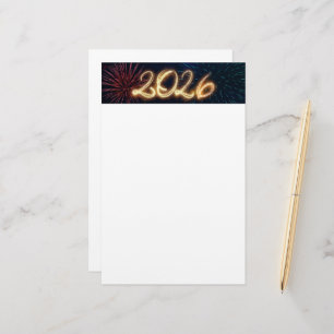 Papeterie Feux d'artifice Éclatants Bonne Année 2026