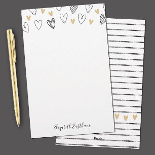 Papeterie Fille Noir Coeur Or Feminine Script