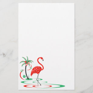 Papeterie Flamant rose de Noël rouge