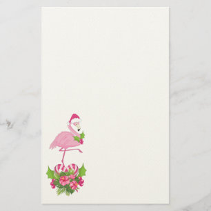 Papeterie Flamant rose rose en Santa Hat avec Sucre de canne