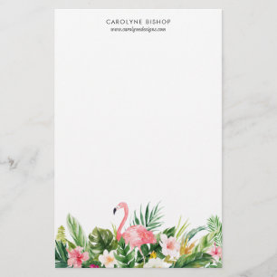 Papeterie Flamant rose tropical Staionery floral d'aquarelle