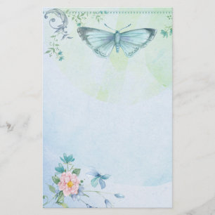 Papeterie Fleur de papillon de vert bleu assez stationnaire