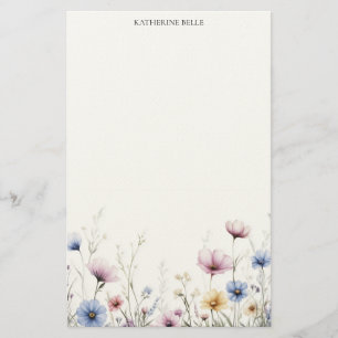 Papeterie Fleurs à l'aquarelle Bordure inférieure Fleurs sau