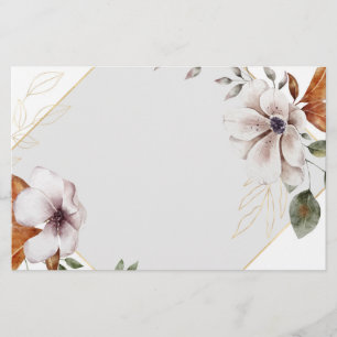Papeterie Fleurs Blanches, Élégant Écriture Floral