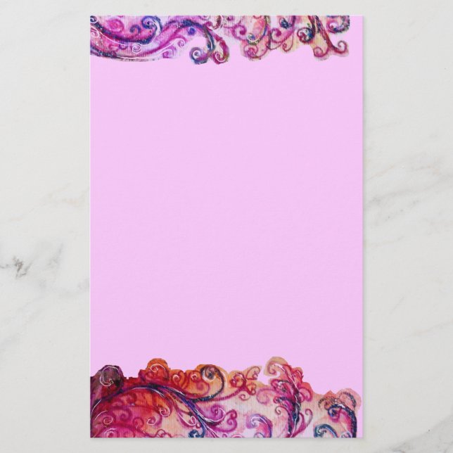 Papeterie FLEURS BLANCHES feutre violet rouge vif rose (Devant)