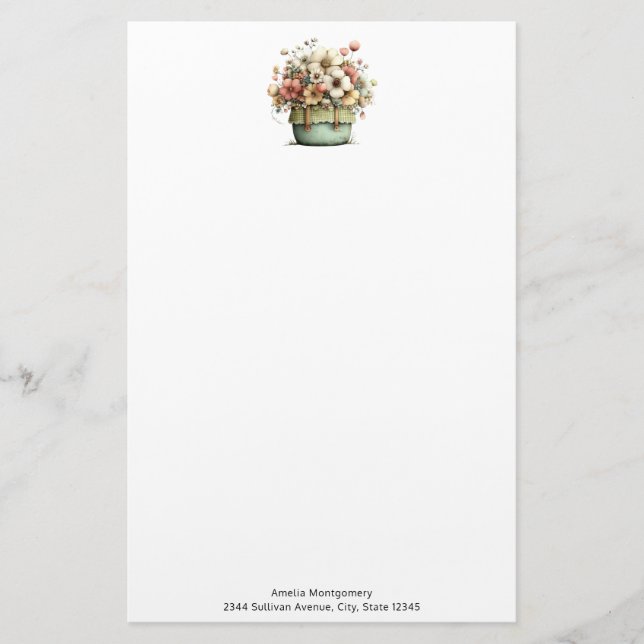 Papeterie Fleurs dans un pot Cozy Shabby Mignon (Devant)