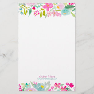 Papeterie Fleurs d'aquarelle chic rose violet lâche