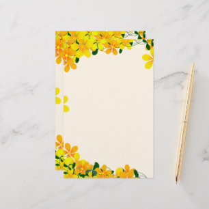 Papeterie Fleurs de bordure orange et jaune
