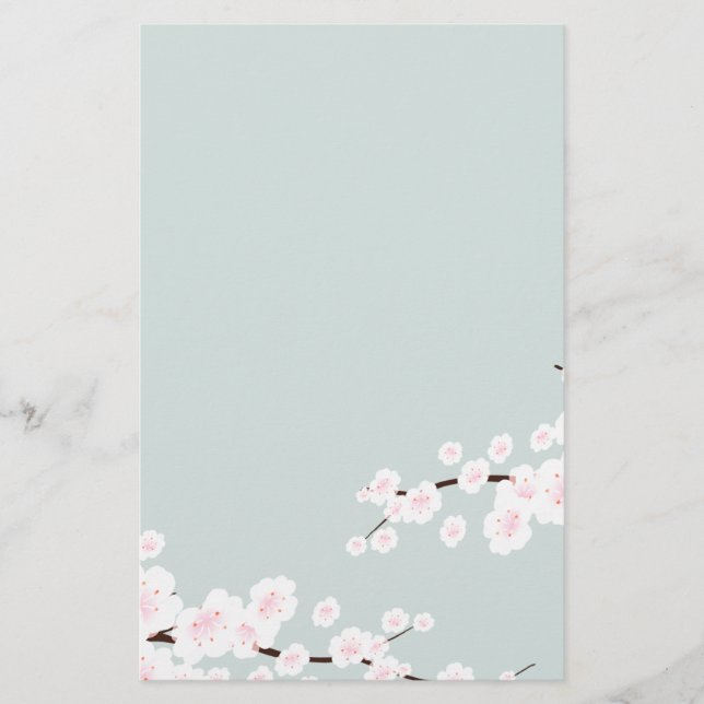 Papeterie Fleurs de cerise avec Arrière - plan vert de la me (Devant)
