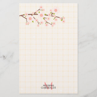 Papeterie Fleurs de cerisier roses Girly personnalisées