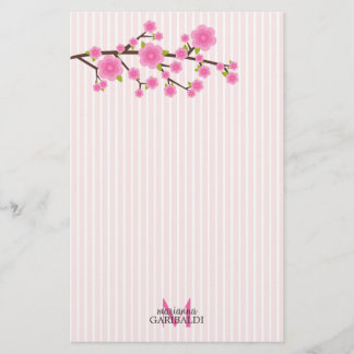 Papeterie Fleurs de cerisier roses Girly personnalisées