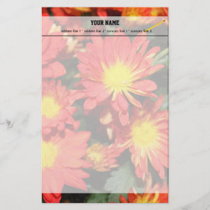 Papeterie Fleurs de marguerite de couleur dorée et orange.